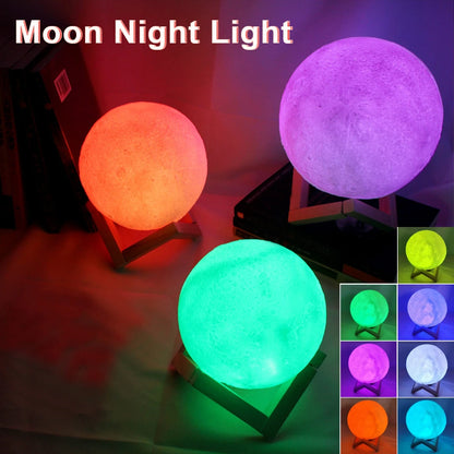 LED Moon Lamp with Stand – Decorative Night Light, Perfect Gift for Kids & Adults