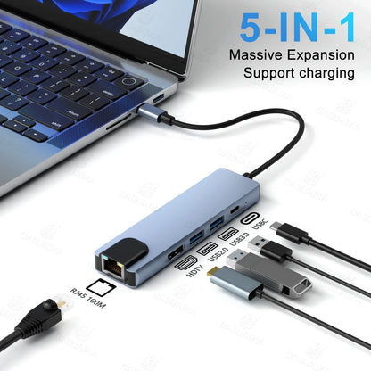 Multiport USB-C Hub – Up to 11-in-1, 4K HDMI, RJ45, SD/TF Card Reader & Fast PD Charging