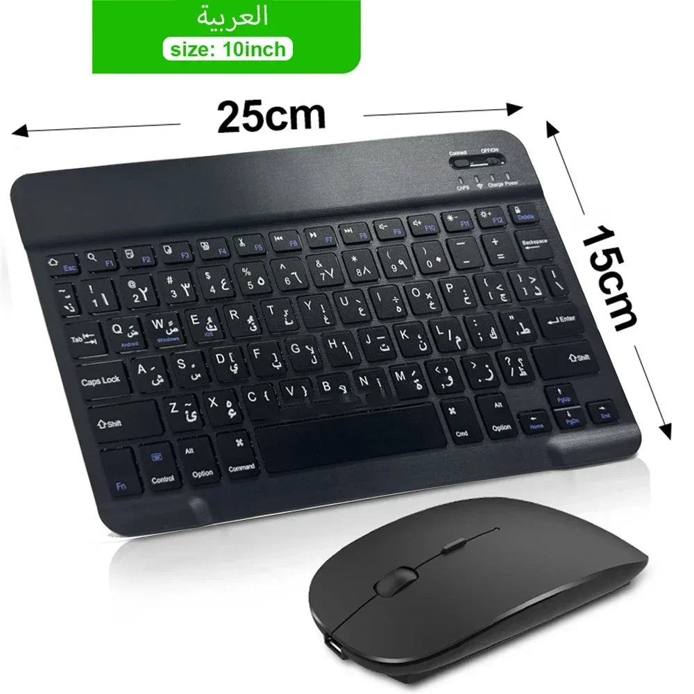 Teclado Bluetooth Recarregável ONEVAN — 7" e 10", Multi-idioma, Compatível com Android, iOS e Windows