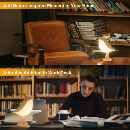 Bird LED Touch Lamp – 3 Brightness Levels, Rechargeable, Art Deco Decoration