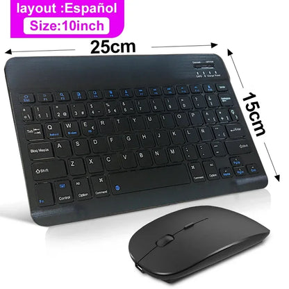 Teclado Bluetooth Recarregável ONEVAN — 7" e 10", Multi-idioma, Compatível com Android, iOS e Windows