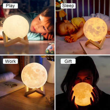 LED Moon Lamp with Stand – Decorative Night Light, Perfect Gift for Kids & Adults
