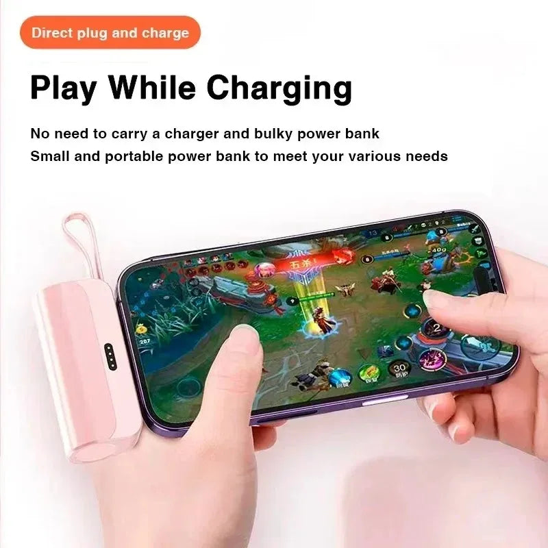 Power Bank Mini 10000mAh – Carregamento Rápido 22W com Cabo Integrado Type-C & Lightning