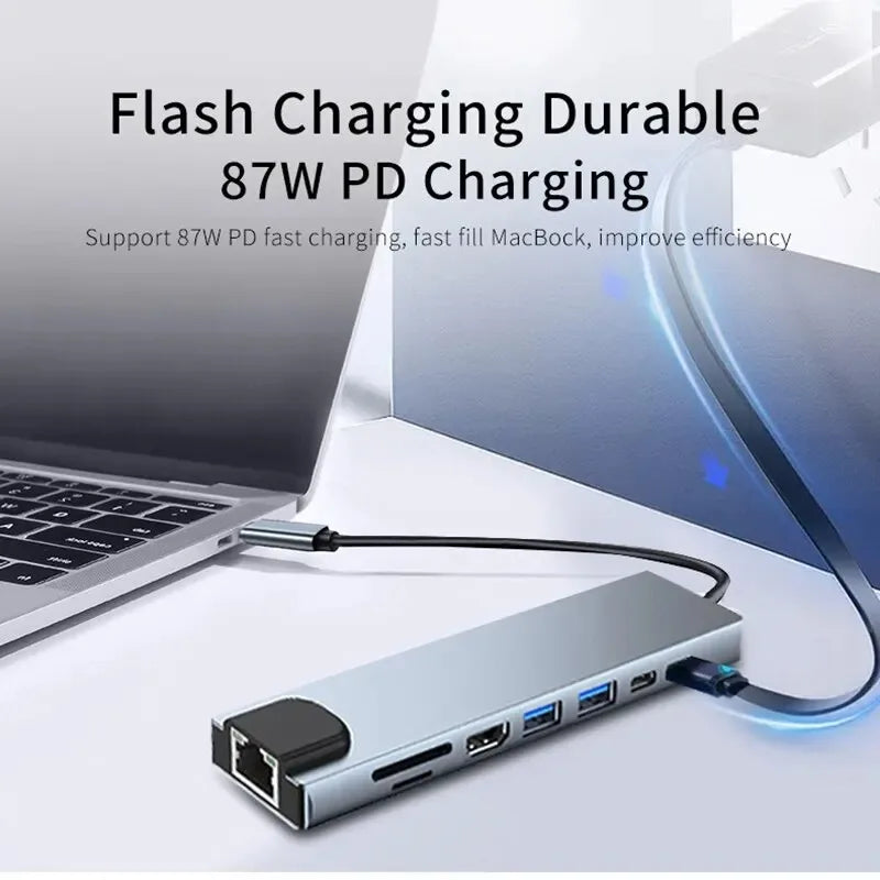 Multiport USB-C Hub – Up to 11-in-1, 4K HDMI, RJ45, SD/TF Card Reader & Fast PD Charging