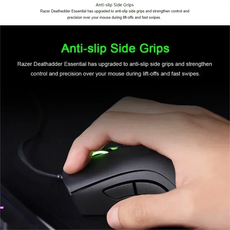 Rato Gaming Razer DeathAdder Essential — Sensor Ótico 6400 DPI, 5 Botões Programáveis e Grip Antiderrapante