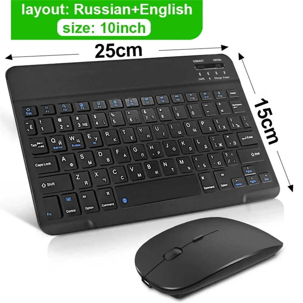 Teclado Bluetooth Recarregável ONEVAN — 7" e 10", Multi-idioma, Compatível com Android, iOS e Windows
