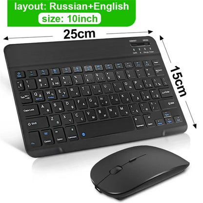 Teclado Bluetooth Recarregável ONEVAN — 7" e 10", Multi-idioma, Compatível com Android, iOS e Windows
