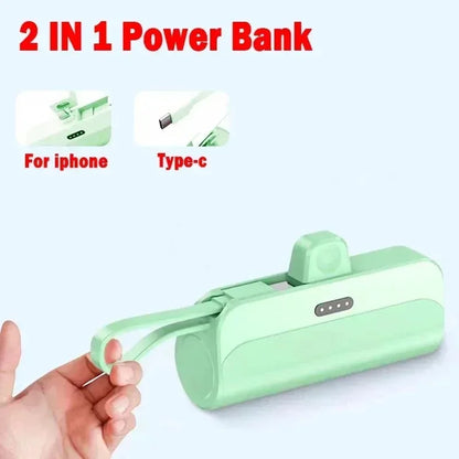 Power Bank Mini 10000mAh – Carregamento Rápido 22W com Cabo Integrado Type-C & Lightning