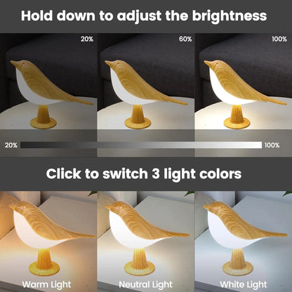 Bird LED Touch Lamp – 3 Brightness Levels, Rechargeable, Art Deco Decoration