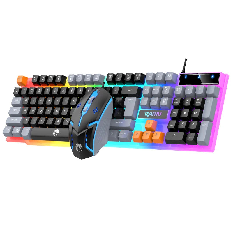 Conjunto Teclado e Rato Gaming RAIKU T26 — Retroiluminação ARGB Tricolor, 104 Teclas e USB