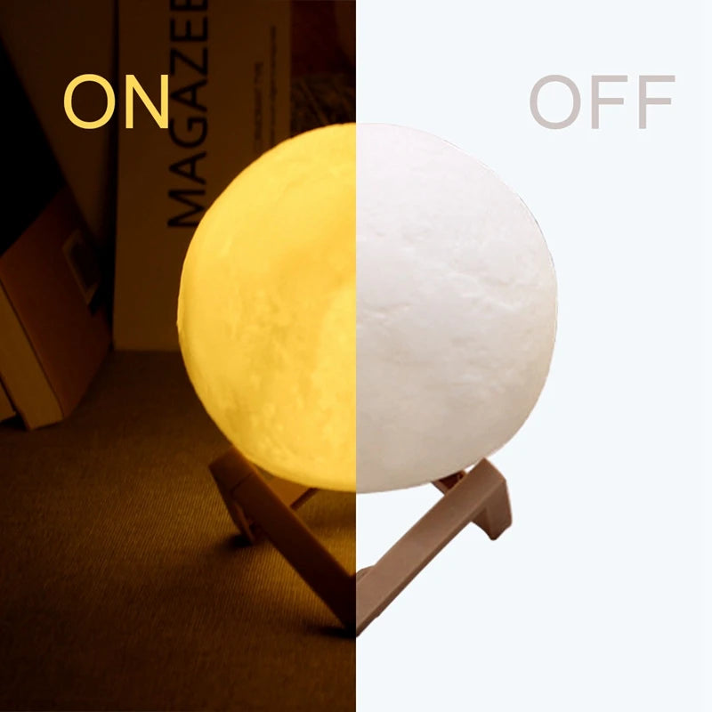 LED Moon Lamp with Stand – Decorative Night Light, Perfect Gift for Kids & Adults