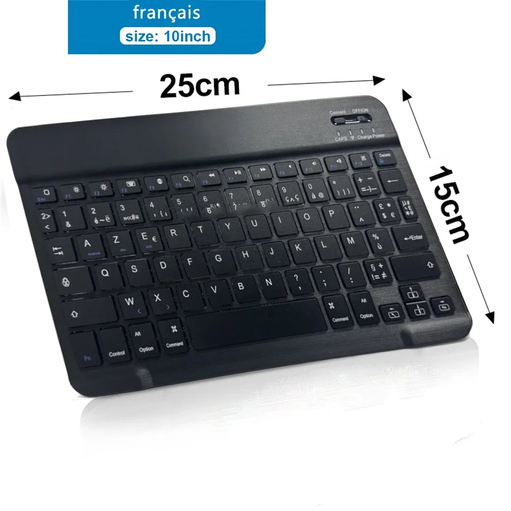 Teclado Bluetooth Recarregável ONEVAN — 7" e 10", Multi-idioma, Compatível com Android, iOS e Windows