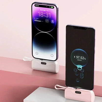 Power Bank Mini 10000mAh – Carregamento Rápido 22W com Cabo Integrado Type-C & Lightning
