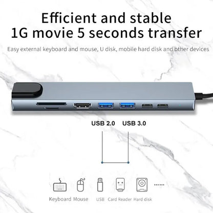 Multiport USB-C Hub – Up to 11-in-1, 4K HDMI, RJ45, SD/TF Card Reader & Fast PD Charging