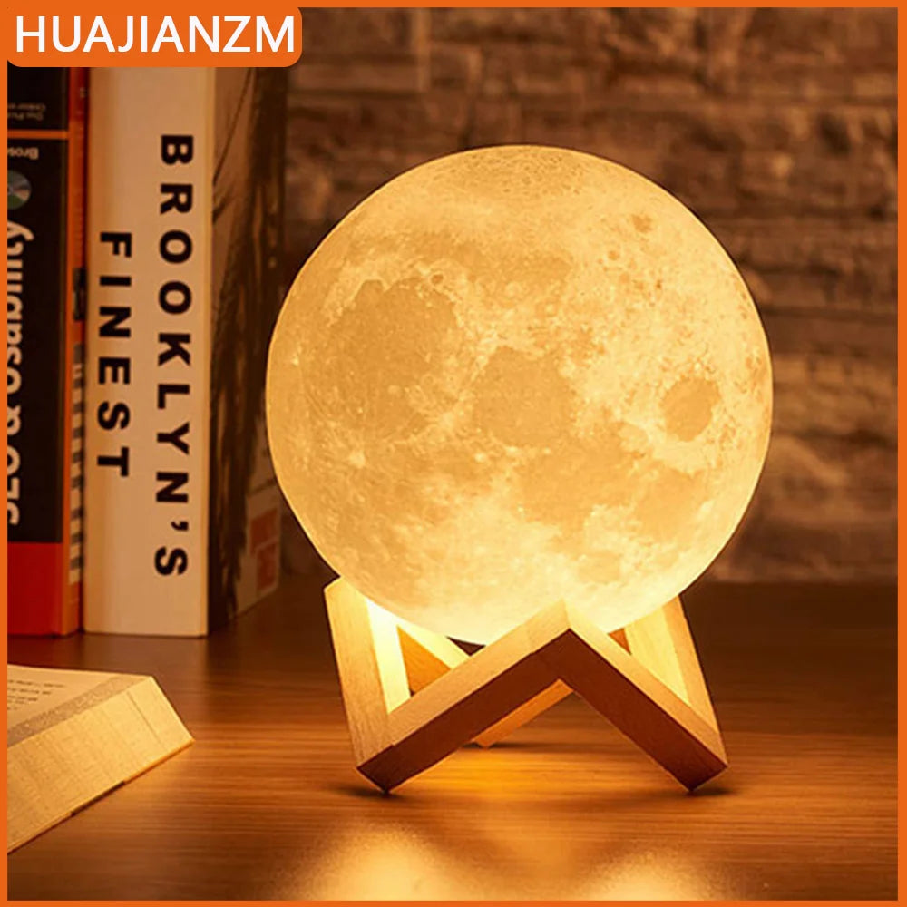 LED Moon Lamp with Stand – Decorative Night Light, Perfect Gift for Kids & Adults