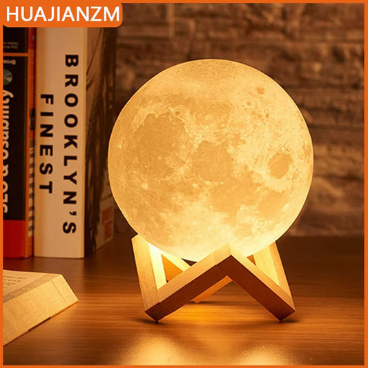 LED Moon Lamp with Stand – Decorative Night Light, Perfect Gift for Kids & Adults