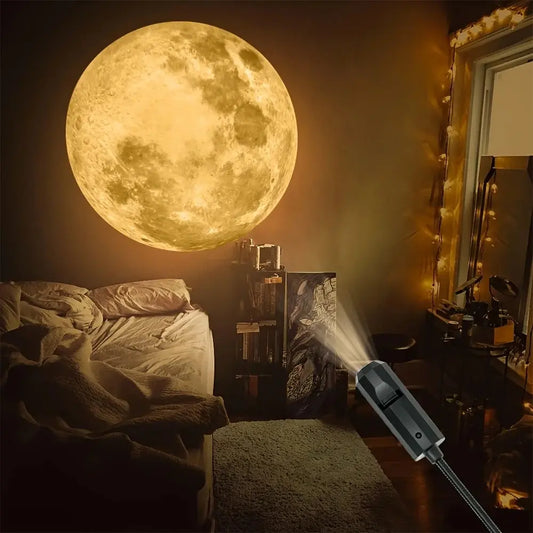 USB Moon & Earth Projection Light – Atmospheric Ceiling Lamp for Bedroom & Living Room