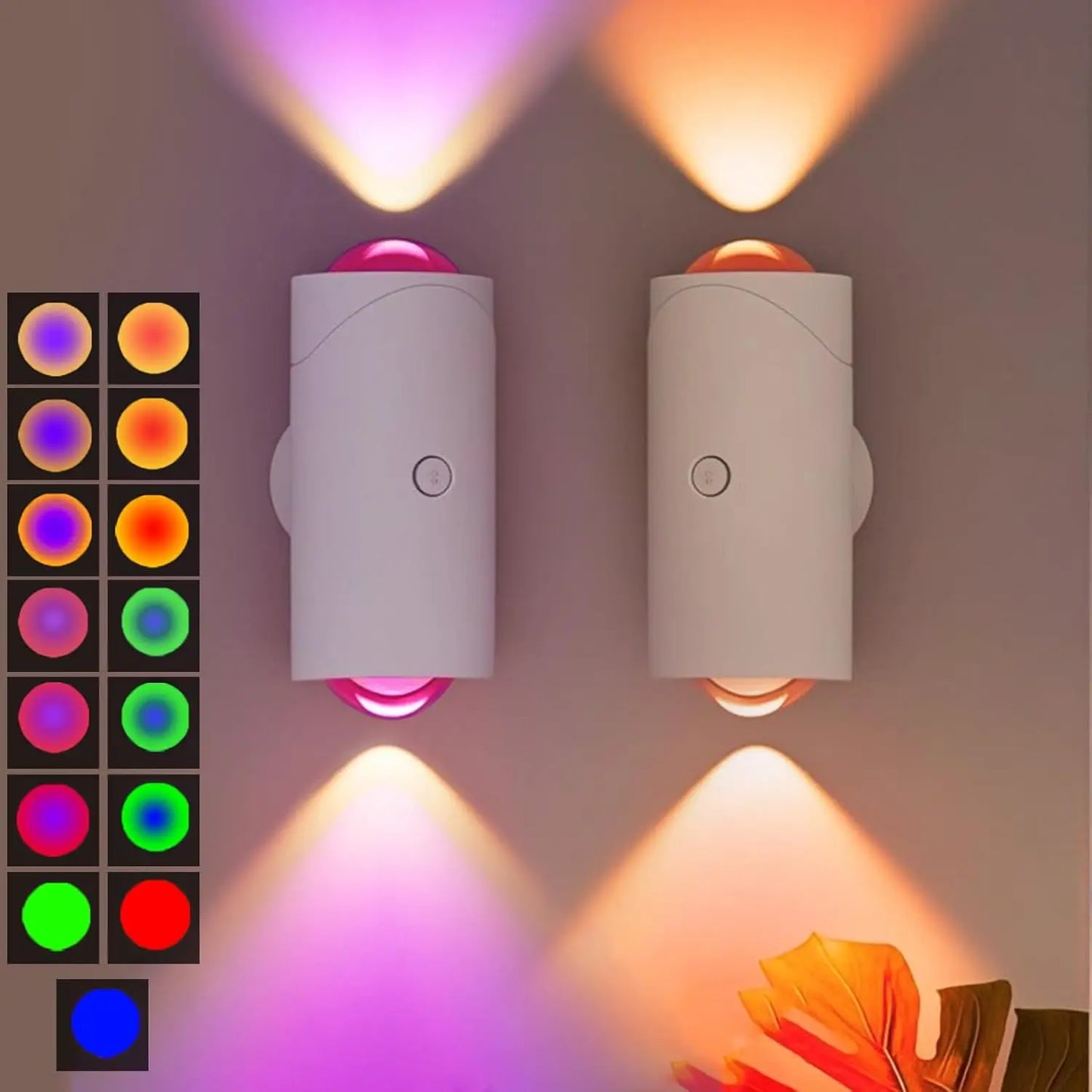 RGB Motion Sensor LED Night Lights – Pack of 1/2/4, USB Rechargeable
