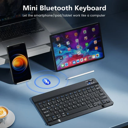 Teclado Bluetooth Recarregável ONEVAN — 7" e 10", Multi-idioma, Compatível com Android, iOS e Windows