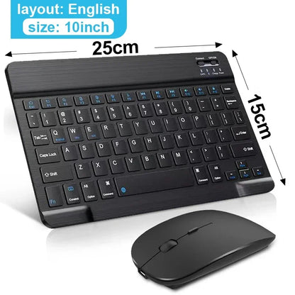 Teclado Bluetooth Recarregável ONEVAN — 7" e 10", Multi-idioma, Compatível com Android, iOS e Windows