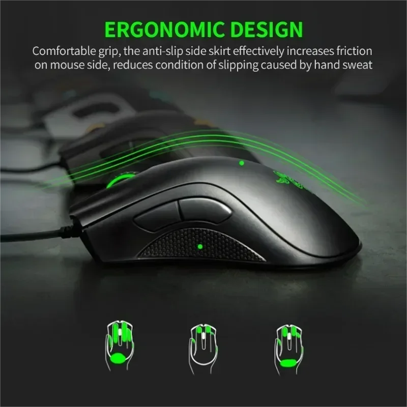 Rato Gaming Razer DeathAdder Essential — Sensor Ótico 6400 DPI, 5 Botões Programáveis e Grip Antiderrapante