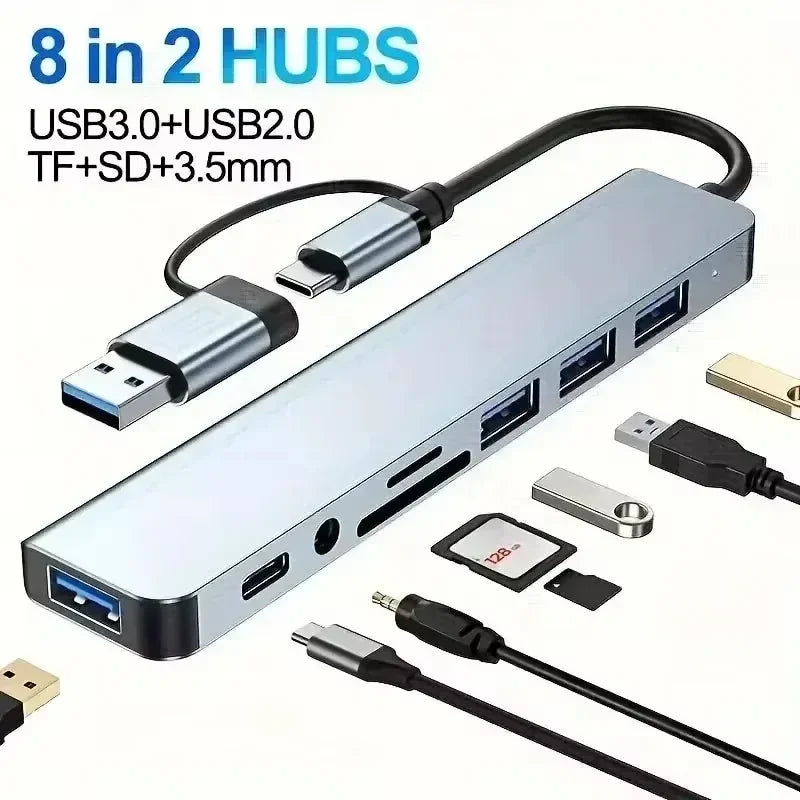 Multiport USB-C Hub – Up to 11-in-1, 4K HDMI, RJ45, SD/TF Card Reader & Fast PD Charging