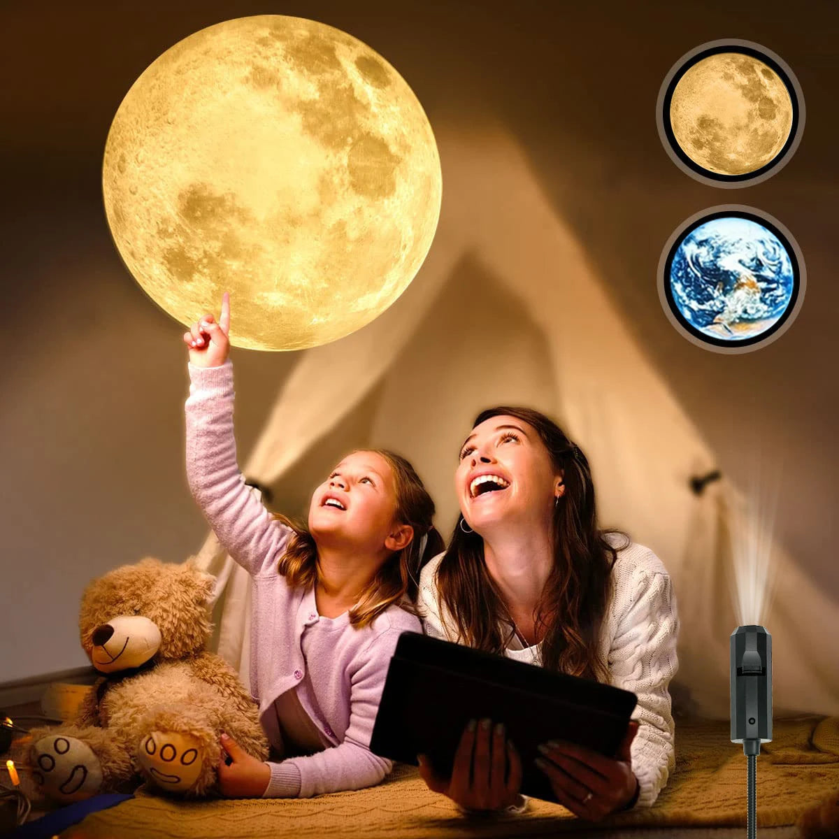 USB Moon & Earth Projection Light – Atmospheric Ceiling Lamp for Bedroom & Living Room