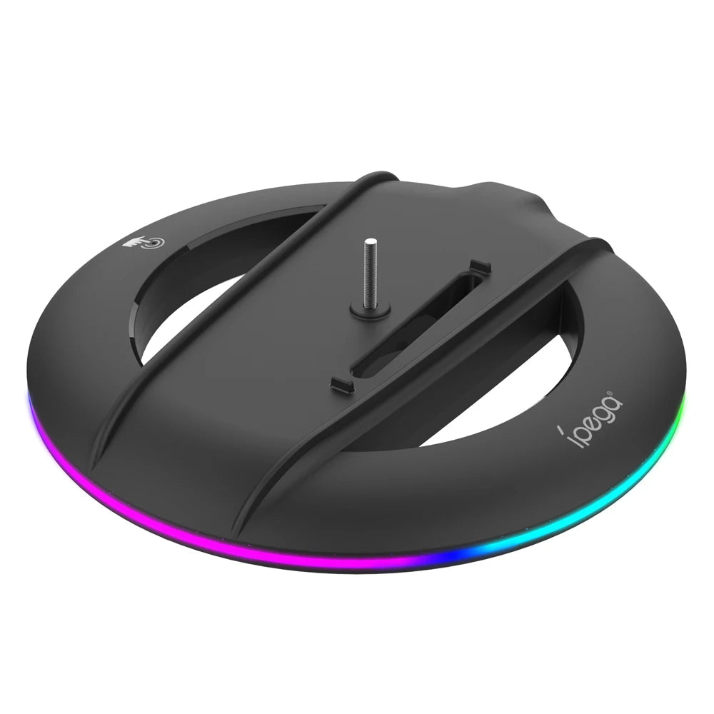 Suporte Vertical RGB para PS5 Slim & Pro — 14 Efeitos de Luz, Base Antiderrapante e 2 Portas USB