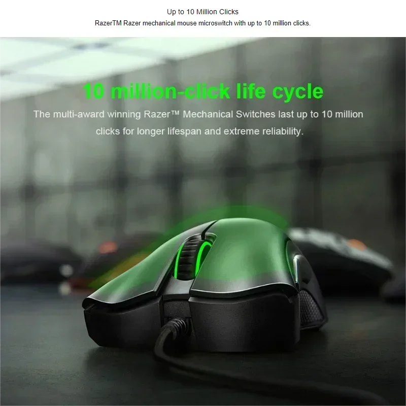 Rato Gaming Razer DeathAdder Essential — Sensor Ótico 6400 DPI, 5 Botões Programáveis e Grip Antiderrapante
