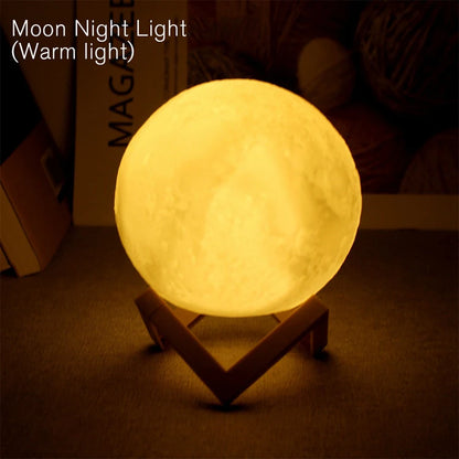 LED Moon Lamp with Stand – Decorative Night Light, Perfect Gift for Kids & Adults