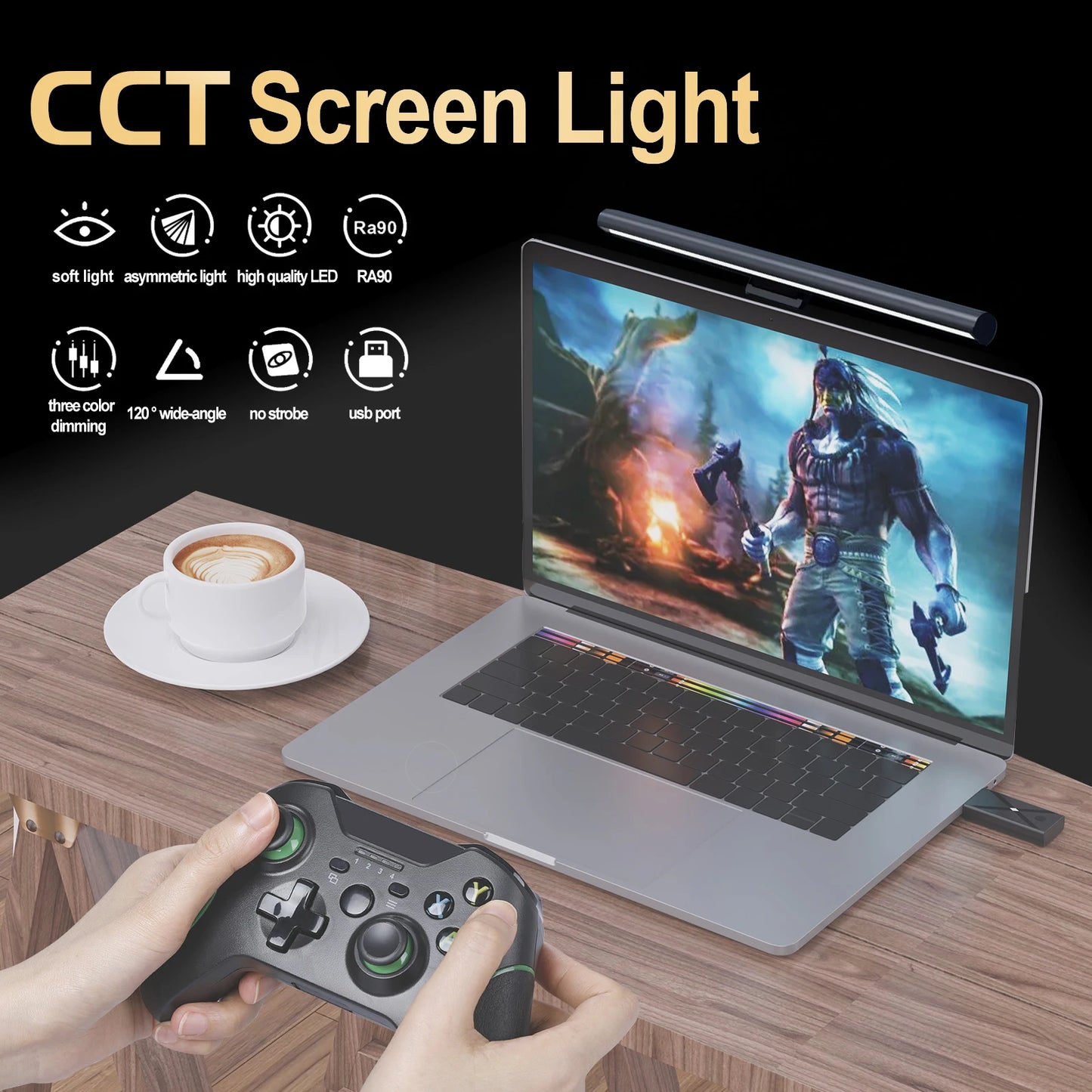 30CM Monitor Light Bar – Touch Dimmable, Glare-Free, for Study & Work
