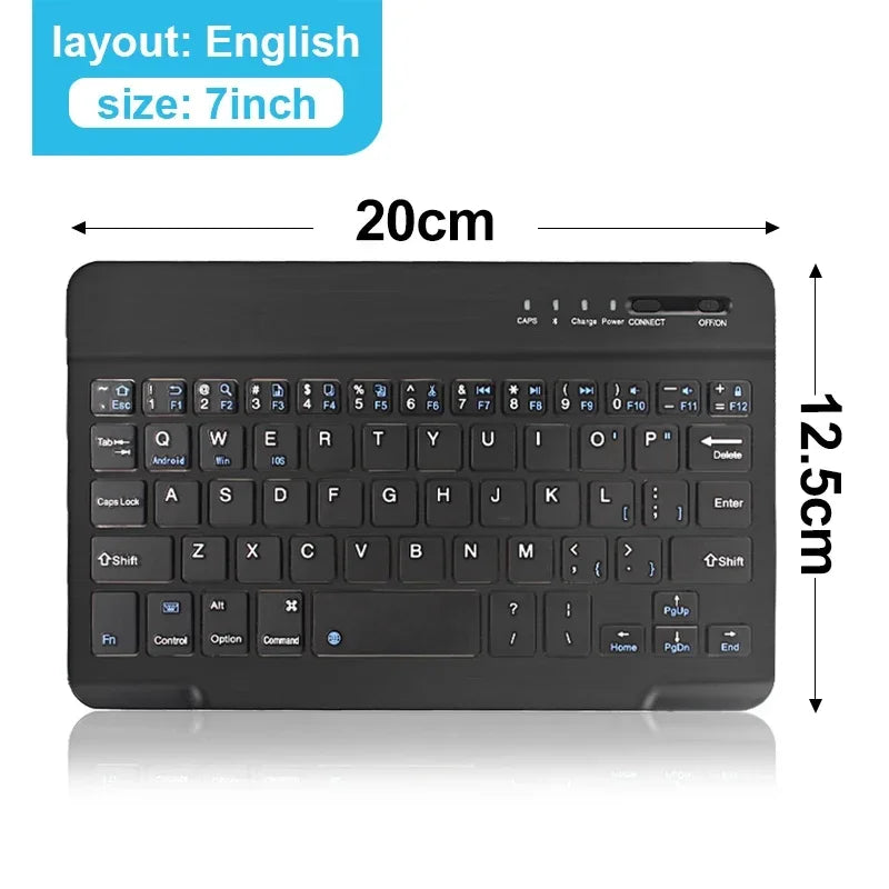 Teclado Bluetooth Recarregável ONEVAN — 7" e 10", Multi-idioma, Compatível com Android, iOS e Windows