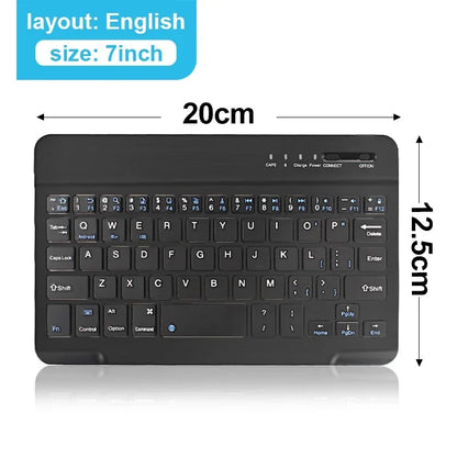Teclado Bluetooth Recarregável ONEVAN — 7" e 10", Multi-idioma, Compatível com Android, iOS e Windows